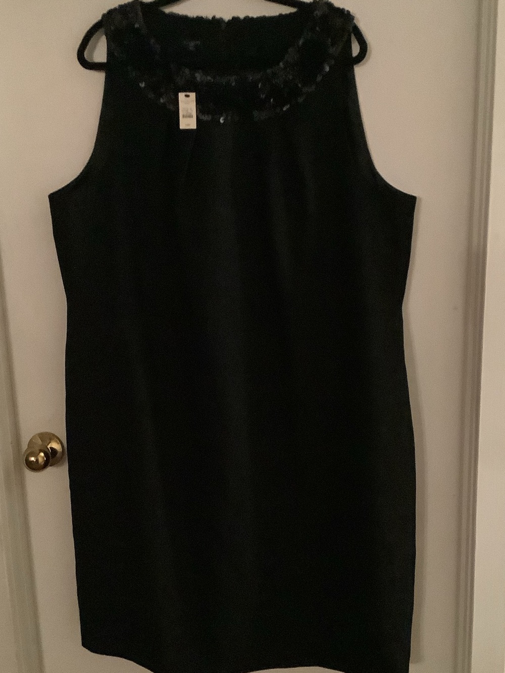 Talbots Black Sleeveless Dress with Beaded Neckline